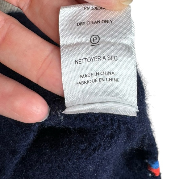 Kule | The Lucca Cashmere Wool Mock Neck Striped Sweater Cream/Navy M - Picture 6 of 9